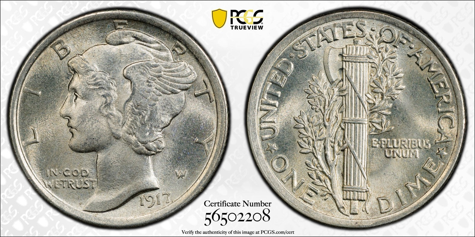 1917 (MS64FB) Mercury Dime 10C PCGS - Early Date