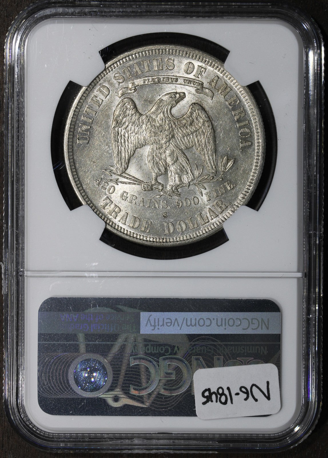 1877-S (AU58) Trade Silver Dollar $1 NGC - Lightly Circulated, Great Luster
