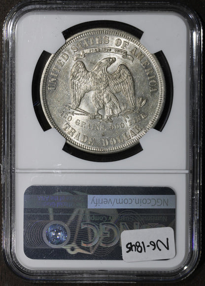 1877-S (AU58) Trade Silver Dollar $1 NGC - Lightly Circulated, Great Luster