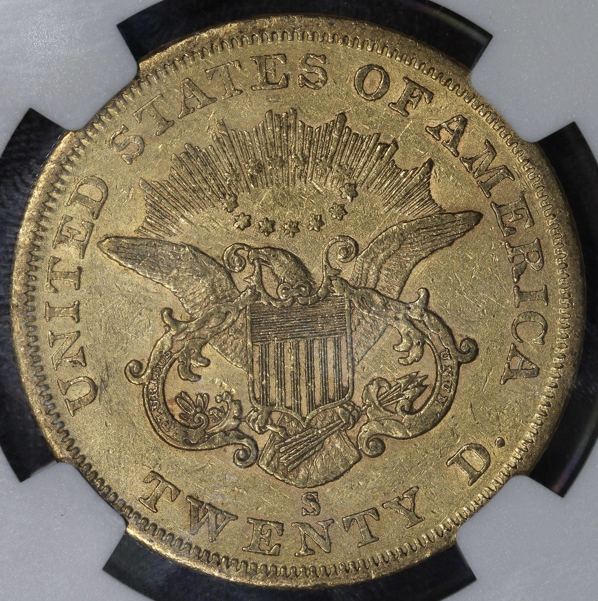 1855-S (AU50 CAC) Liberty Head Gold Double Eagle $20 NGC - Granite Lady Hoard