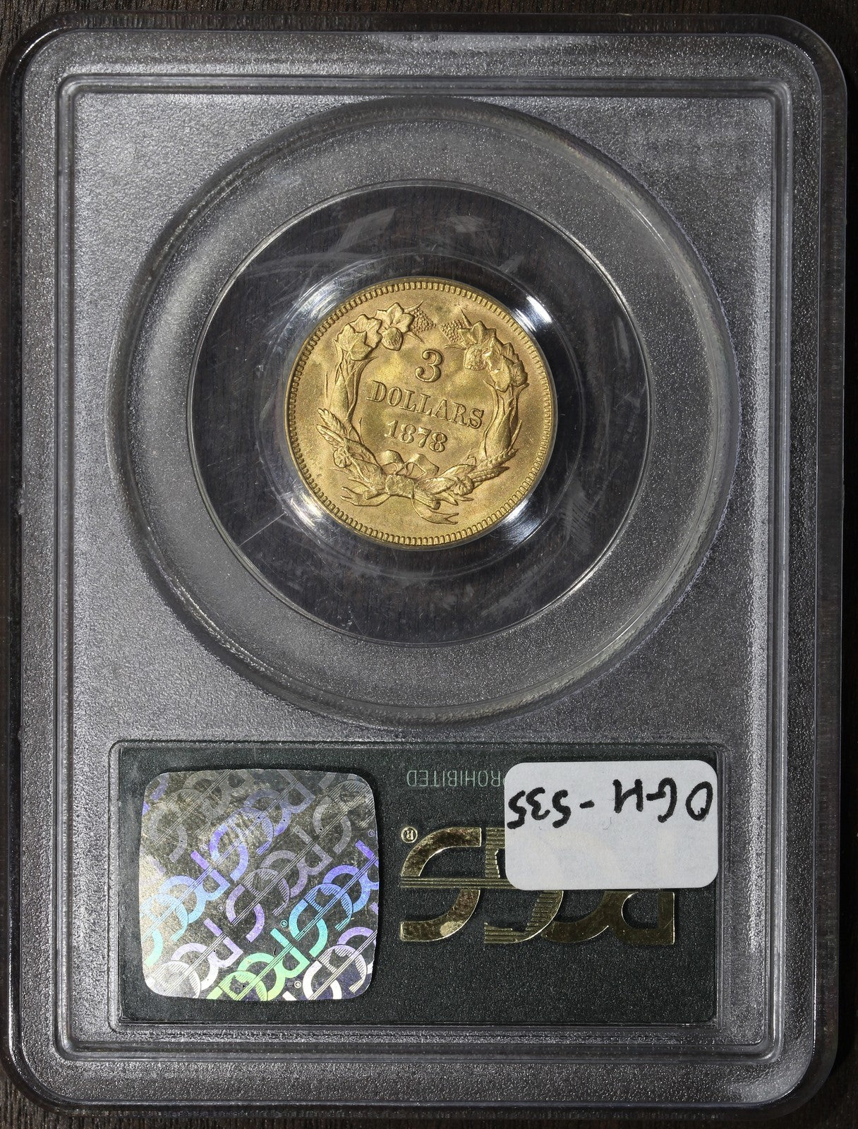 1878 (MS64 CAC) Indian Princess Three Dollar Gold Piece $3 PCGS OGH