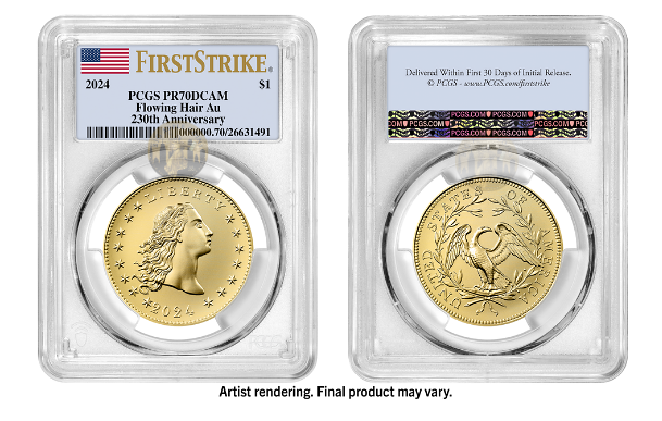 2024 (PR70) Flowing Hair $1 Gold Coin-230 Anniversary-First Strike FS PCGS