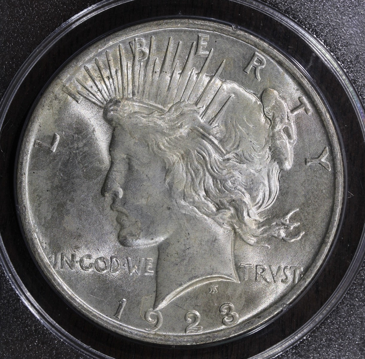 1923 (MS63) Peace Silver Dollar $1 PCGS OGH - RATTLER