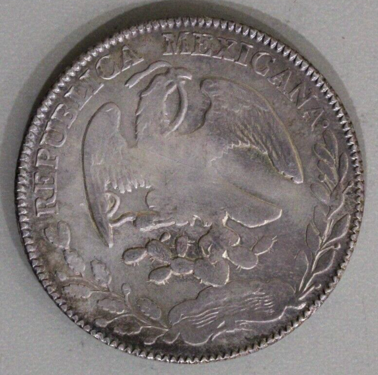 Mexico 1875-Zs Cap and Ray 8 Reales Toned - Zacatecas Mint Silver Coin