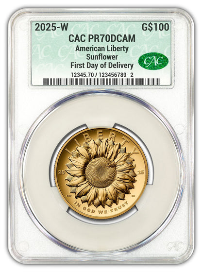 2025-W (PR70DCAM) 1 oz High Relief Gold American Liberty $100 Coin CACG FDOD