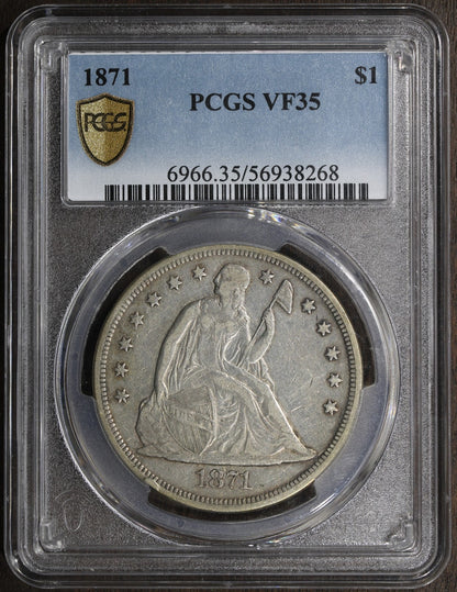 1871 (VF35) Seated Liberty Dollar $1 PCGS