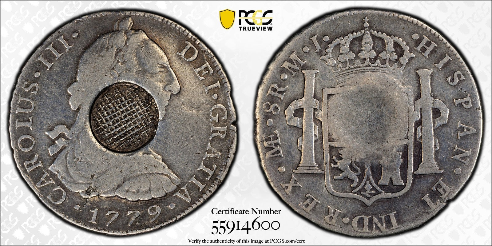 (1811) (VF20) Scotland C/M on Peru 8 Reales PCGS - Grill Cancelled
