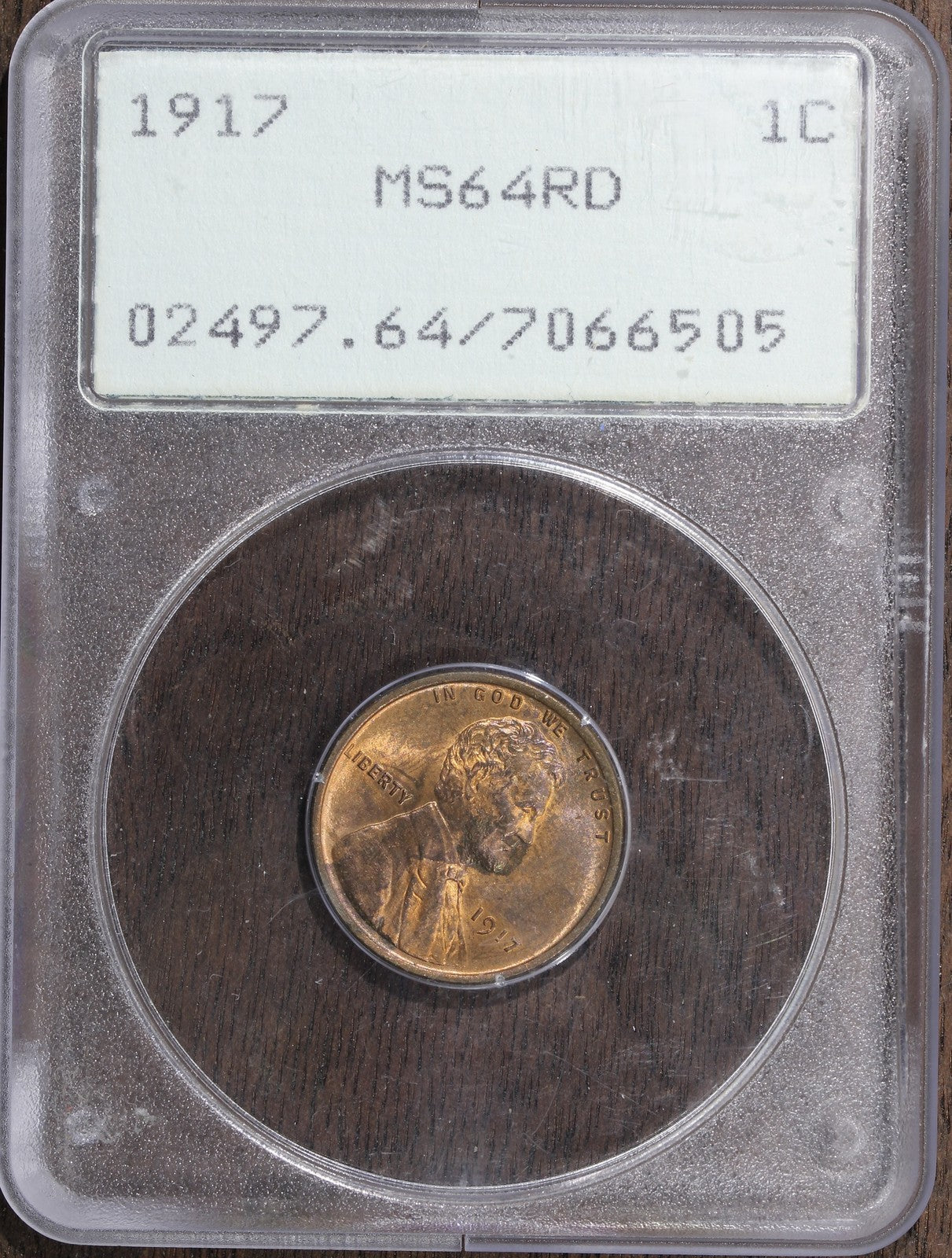 1917 (MS64RD) Lincoln Cent 1C PCGS Rattler - Old Holder