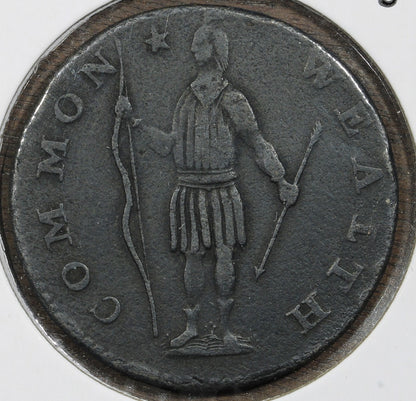 1788 Massachusetts Colonial Issue Copper Cent 1C No Period XF