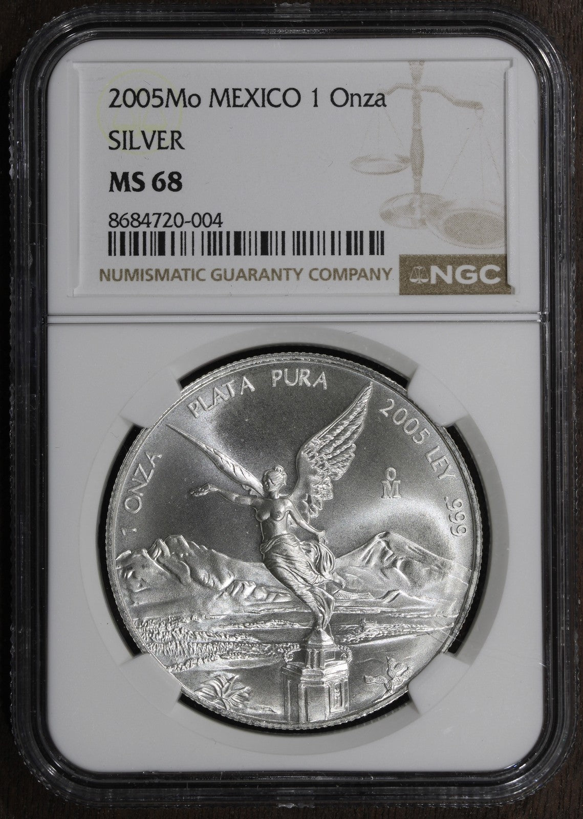2005-Mo (MS68) Mexico 1 oz Silver Libertad Onza NGC
