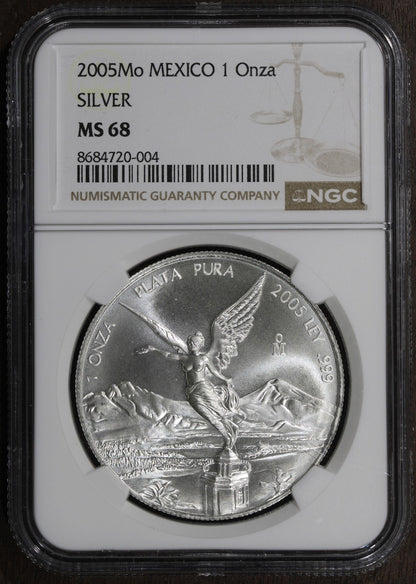 2005-Mo (MS68) Mexico 1 oz Silver Libertad Onza NGC