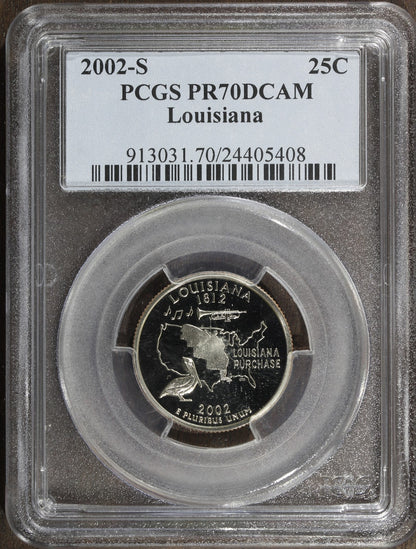 2002-S (PR70 DCAM) Proof Louisiana State Quarter 25C PCGS