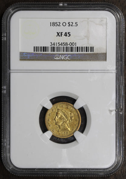 1852-O (XF45) Liberty Head Gold Quarter Eagle $2.50 NGC - New Orleans Gold!