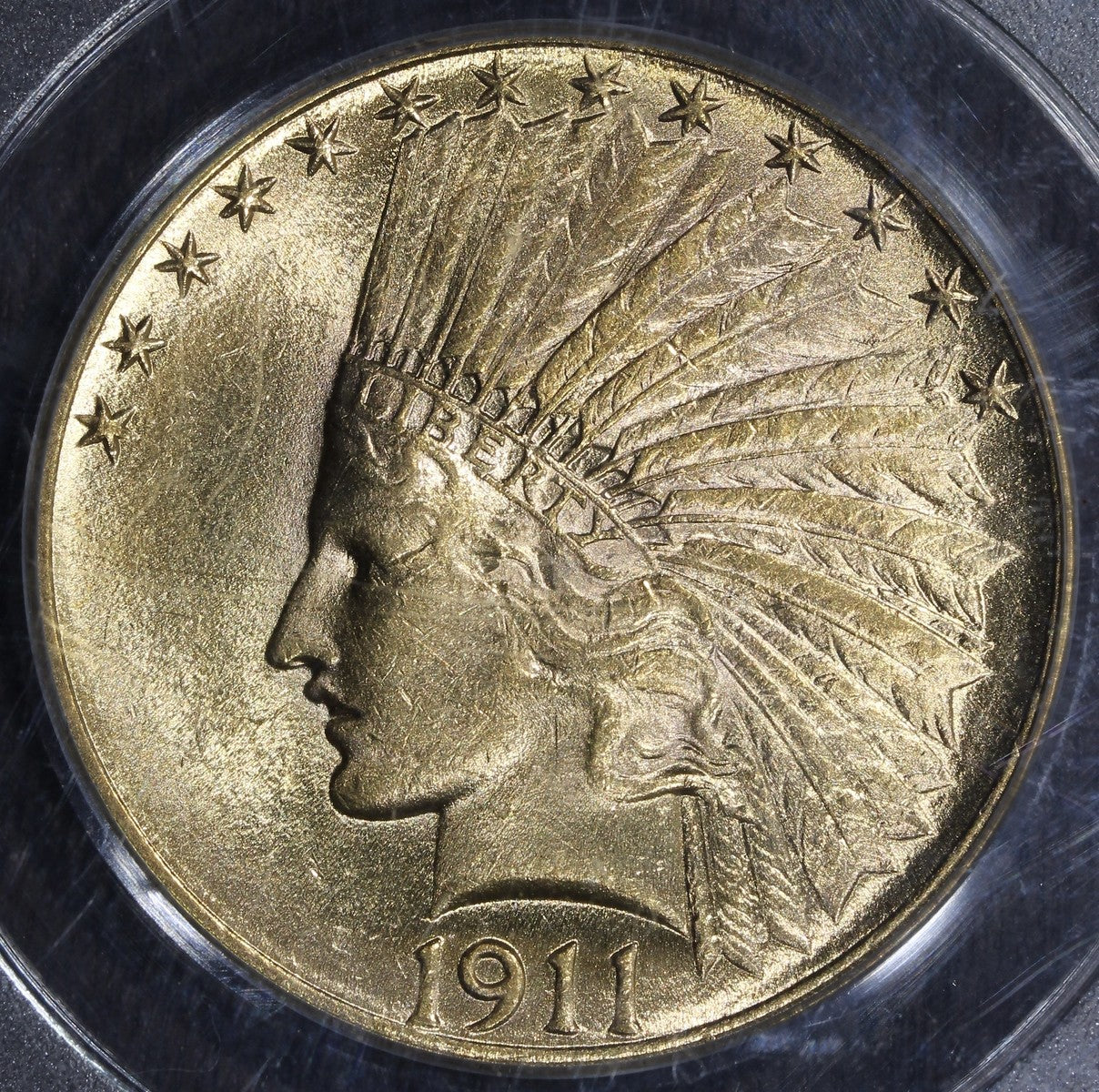 1911 (AU58 CAC) Indian Head Gold Eagle $10 PCGS OGH