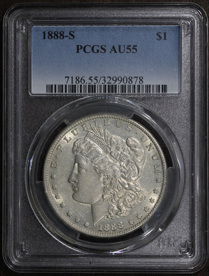 1888-S (AU55) Morgan Silver Dollar $1 PCGS - Better Date