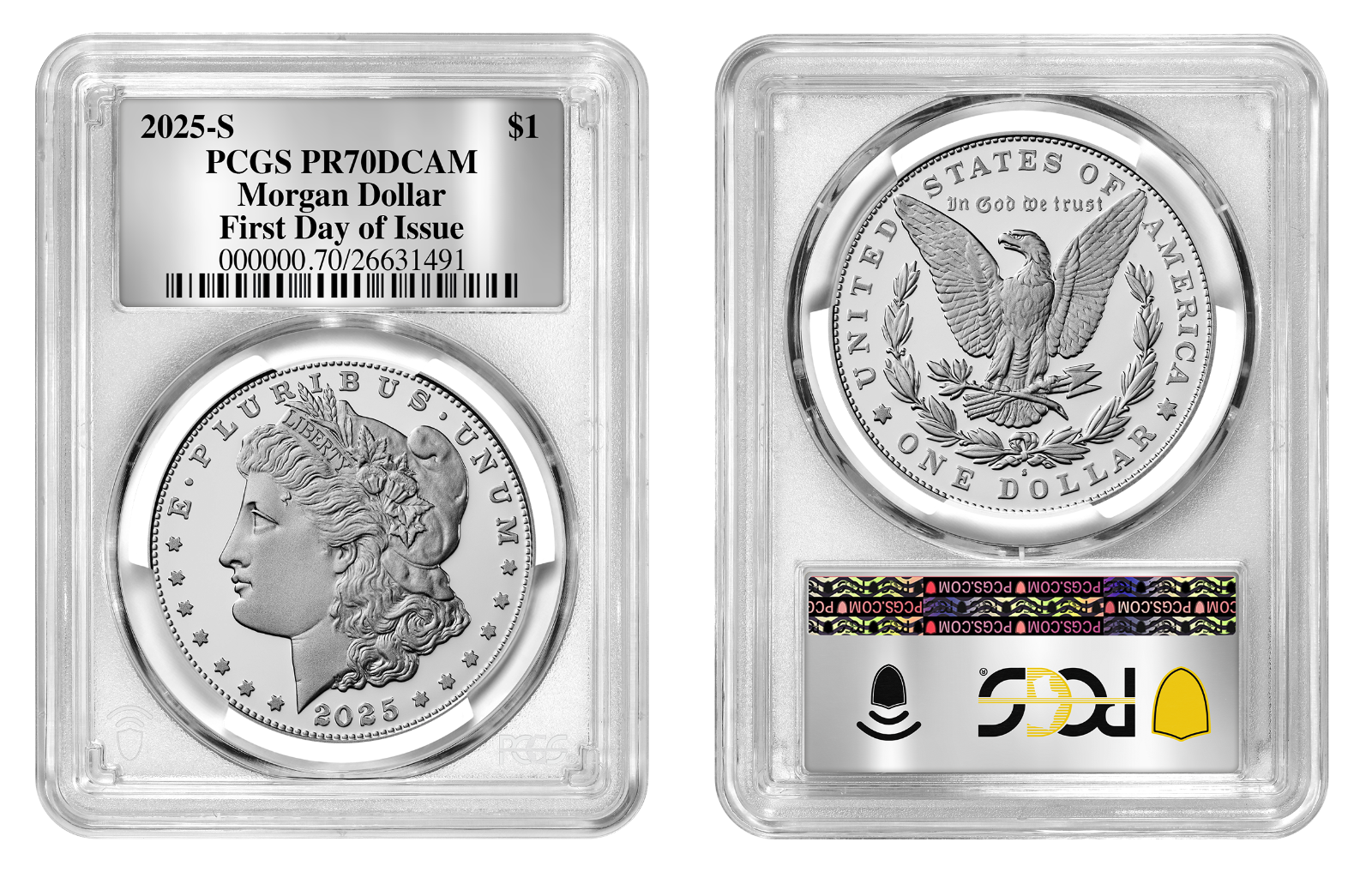 2025-S (PR70) Proof Morgan & Peace Silver Dollar (2 Coin Set) FDOI PCGS Presale