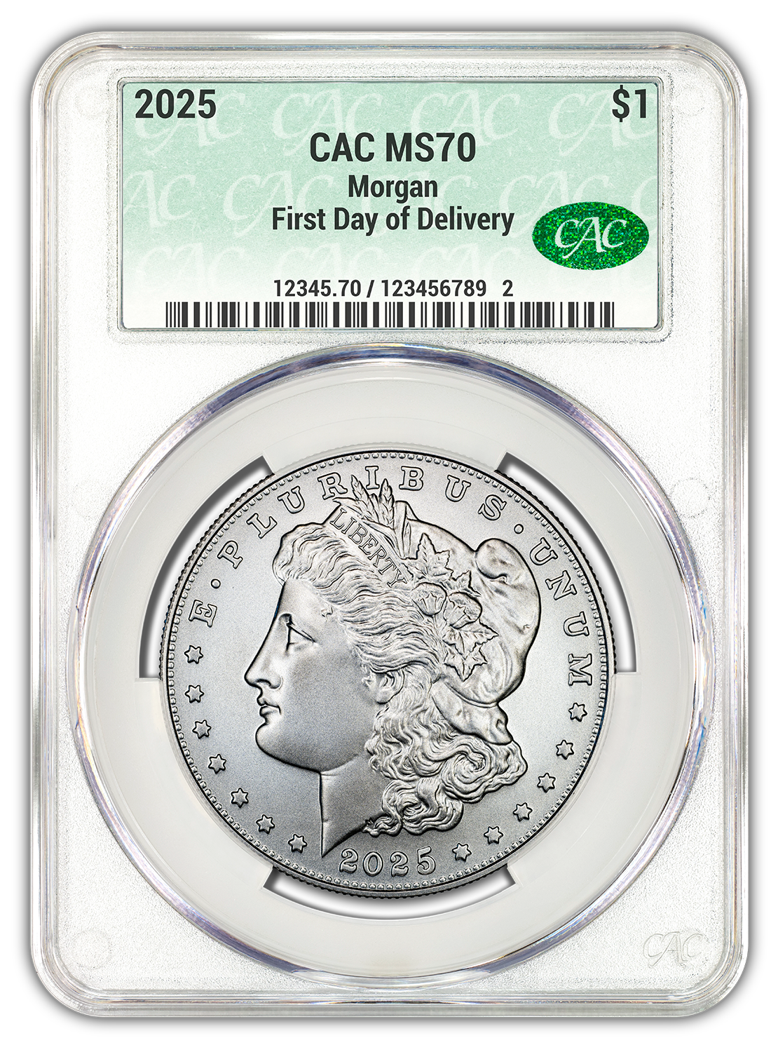 2025 (MS70) Morgan & Peace Silver Dollar CAC First Day Of Delivery CACG FDOD