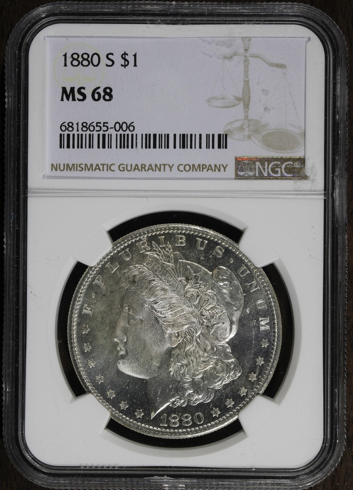 1880-S (MS68) Morgan Silver Dollar $1 NGC - Nearly Perfect. looks PL