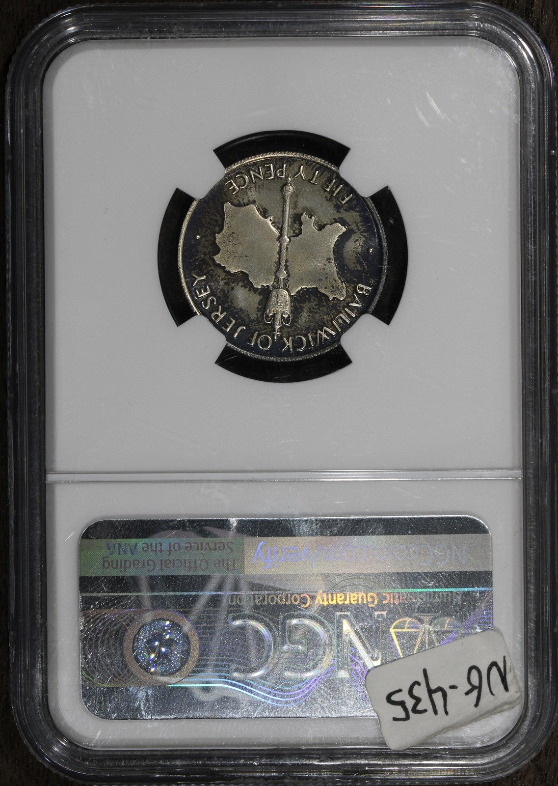 1972 (MS66* STAR) Jersey Silver 50 Pence Elizabeth NGC - RAINBOW Toning