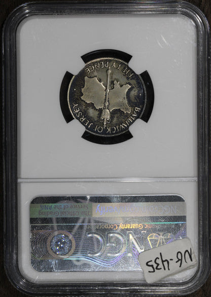 1972 (MS66* STAR) Jersey Silver 50 Pence Elizabeth NGC - RAINBOW Toning