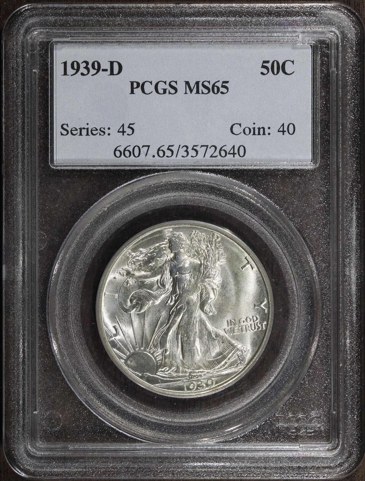 1939-D (MS65) Walking Liberty Half Dollar 50C NGC - GEM