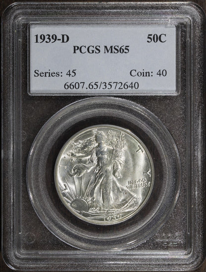1939-D (MS65) Walking Liberty Half Dollar 50C NGC - GEM