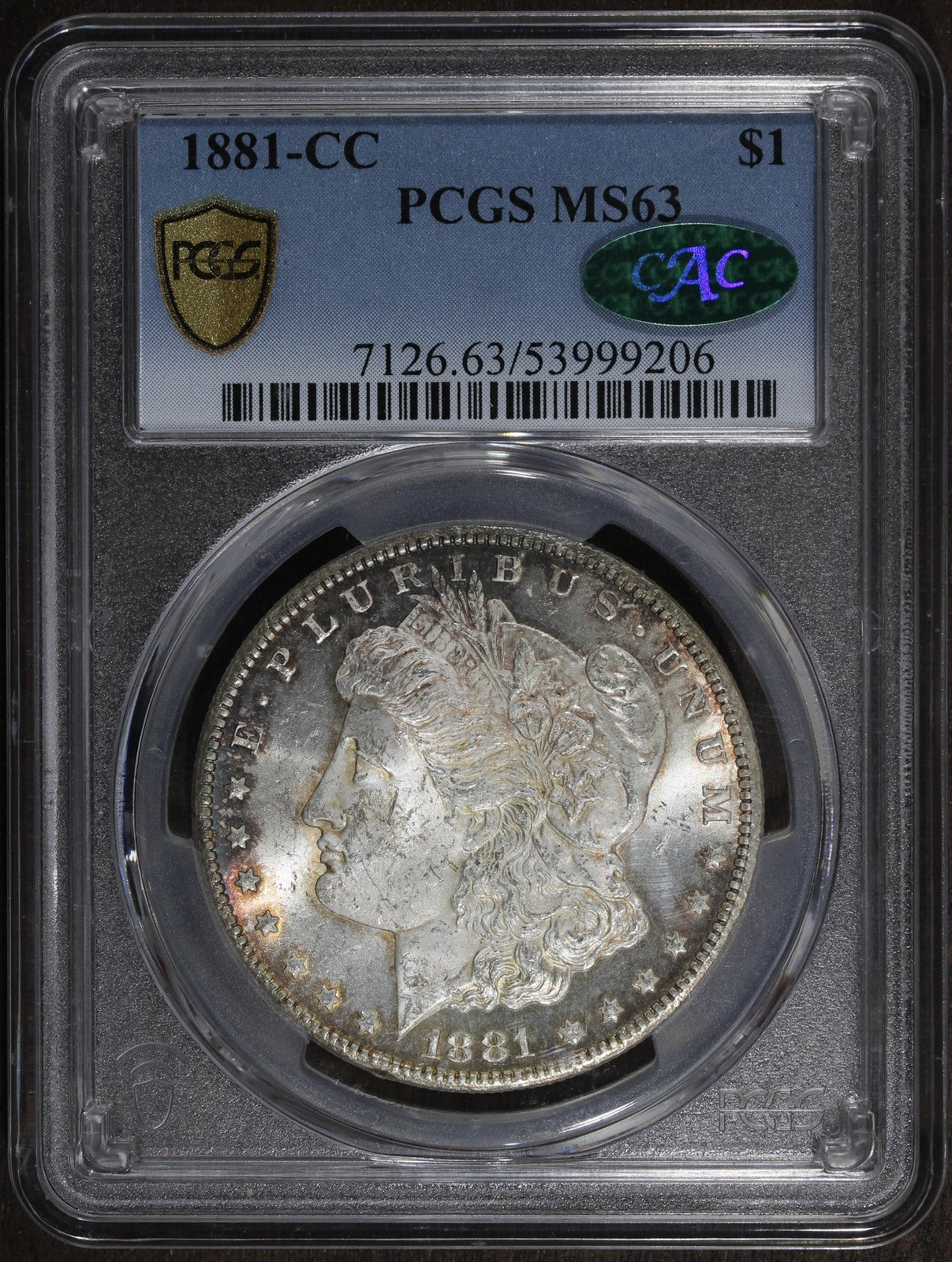 1881-CC (MS63 CAC) Morgan Silver Dollar $1 PCGS - Key Date Carson City