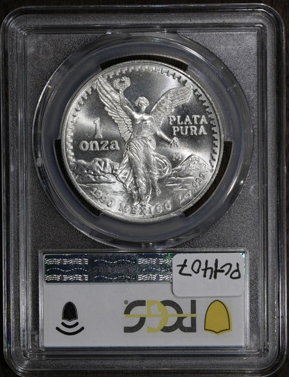 1990-Mo (MS67) Mexican Onza 1oz Silver Libertad PCGS - Prooflike Reverse