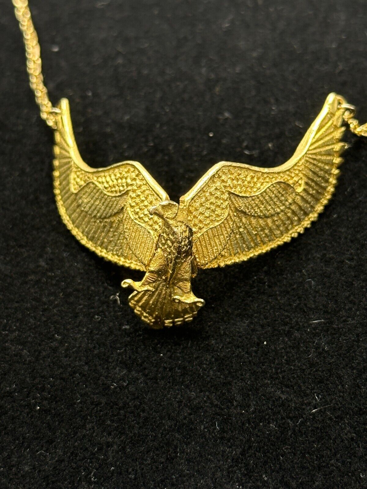 14 Karat Yellow Gold Chain Necklace with Flying Eagle Pendant - 33.5 in; 33.3 g