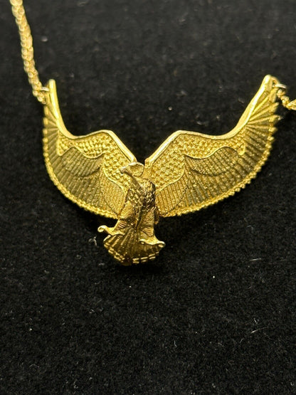 14 Karat Yellow Gold Chain Necklace with Flying Eagle Pendant - 33.5 in; 33.3 g