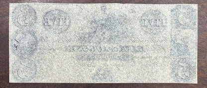 1800's $5 Bank of Augusta Obsolete Bank Note Five Dollars - Remainder