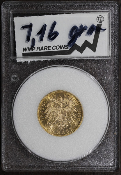1906-A German Empire Prussia Gold 20 Mark 20Mk - Wilhelm II
