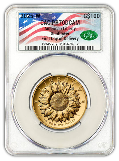 2025-W (PR70DCAM) 1 oz High Relief Gold American Liberty $100 Coin CACG FDOD