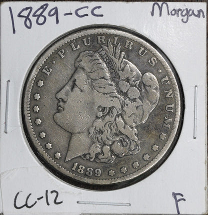 1889-CC Morgan Silver Dollar $1 Fine - KEY DATE Carson City - F/VF