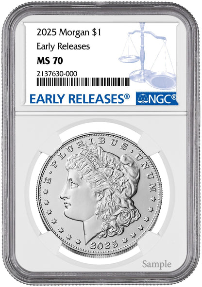 2025-P (MS70) Morgan & Peace Silver Dollar (2 Coin Set) Early Release ER NGC