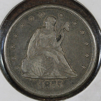 1875-CC 20 Cent Piece 20C XF - Nice Carson City Piece