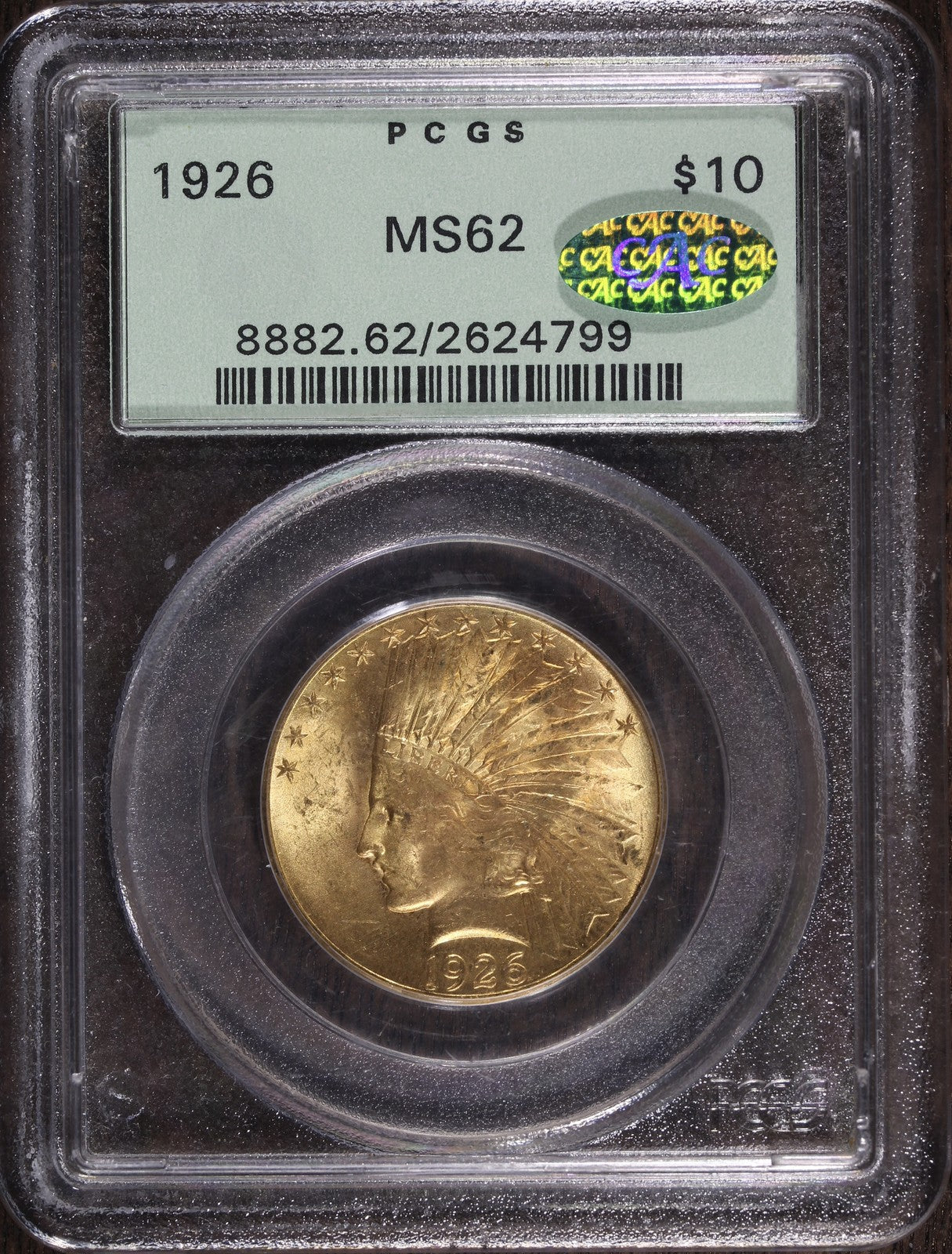1926 (MS62 CAC) Indian Head Gold Eagle $10 PCGS OGH