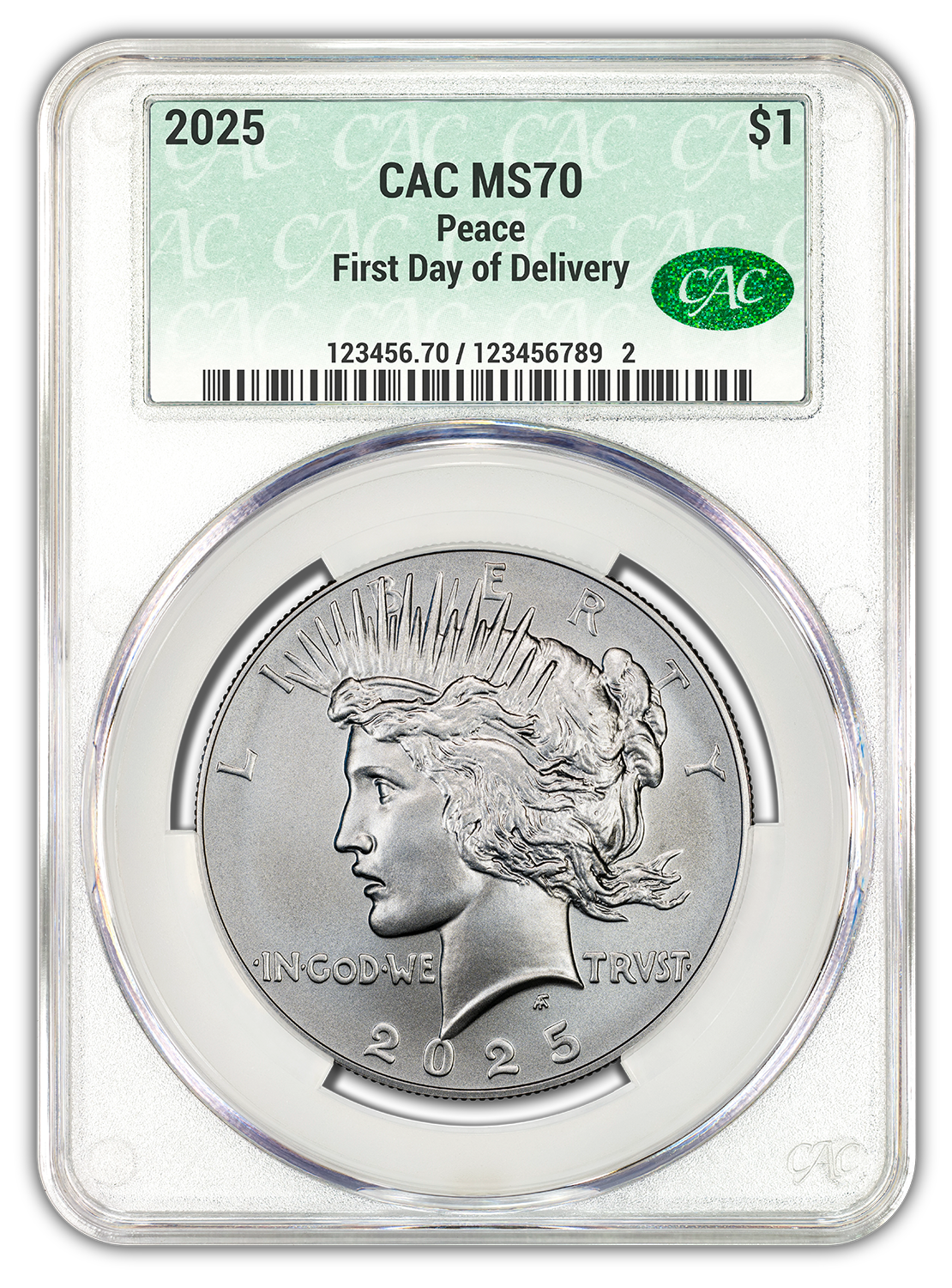 2025 (MS70) Morgan & Peace Silver Dollar CAC First Day Of Delivery CACG FDOD