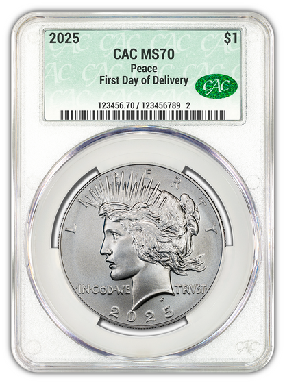 2025 (MS70) Morgan & Peace Silver Dollar CAC First Day Of Delivery CACG FDOD
