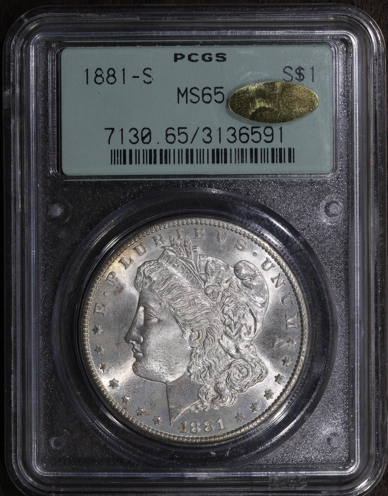 1881-S (MS65 Gold CAC) Morgan Silver Dollar $1 PCGS OGH - Undergraded