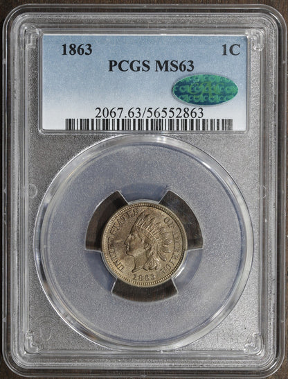 1863 (MS63 CAC) Indian Head Cent 1C IHC PCGS