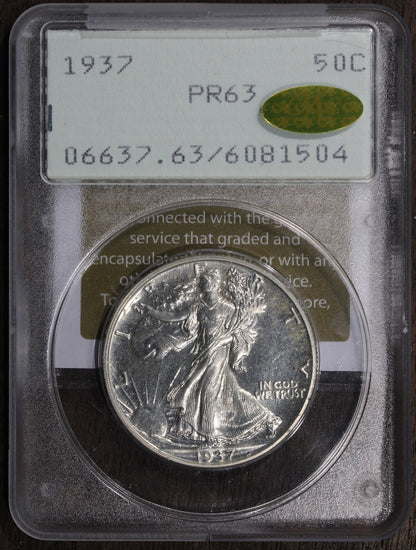 1937 (PR63 GOLD CAC) Walking Liberty Half Dollar 50C PCGS Rattler