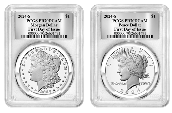 2024-S (PR70) Proof Morgan & Peace (Silver Foil) First Day of Issue FDOI PCGS