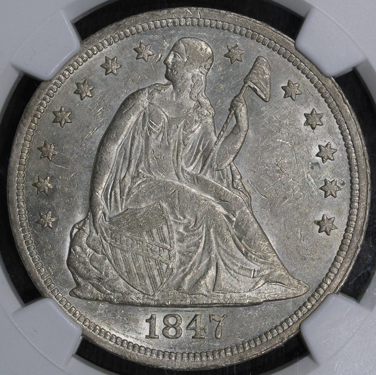 1847 (MS60) Seated Liberty Dollar $1 NGC - Better Date