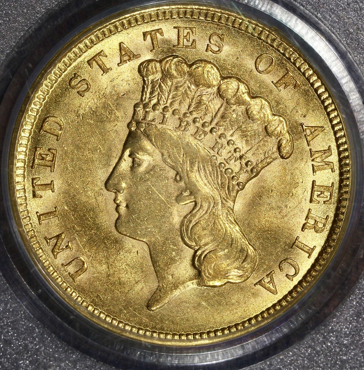 1854 (MS61) Three Dollar Gold Piece $3 PCGS OGH