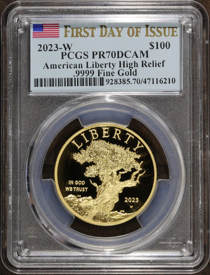 2021, 2023, 2024 (PR70) Gold American Liberty High Relief Set $100 PCGS FDOI