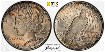 1928-S (MS64+ CAC) Peace Silver Dollar $1 PCGS - Key Date, Plus, COLOR!!