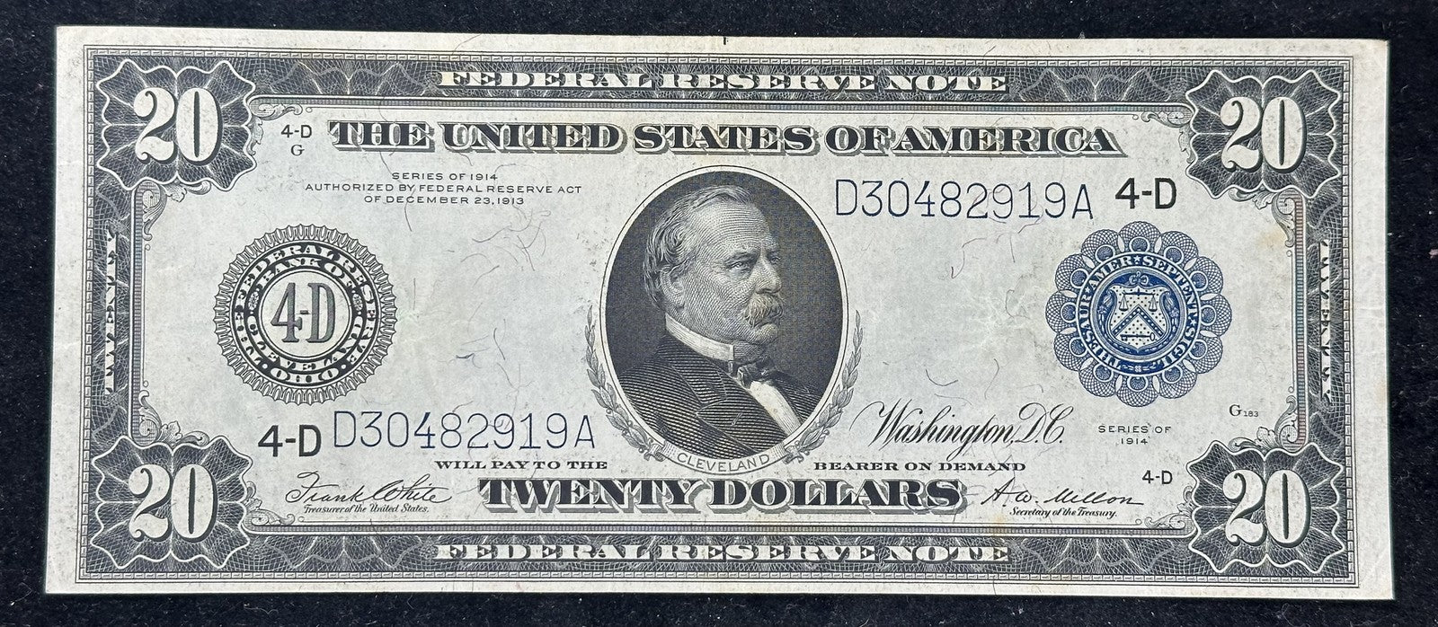 1914 $20 Federal Reserve Note - Low/Mid Grade , Stains