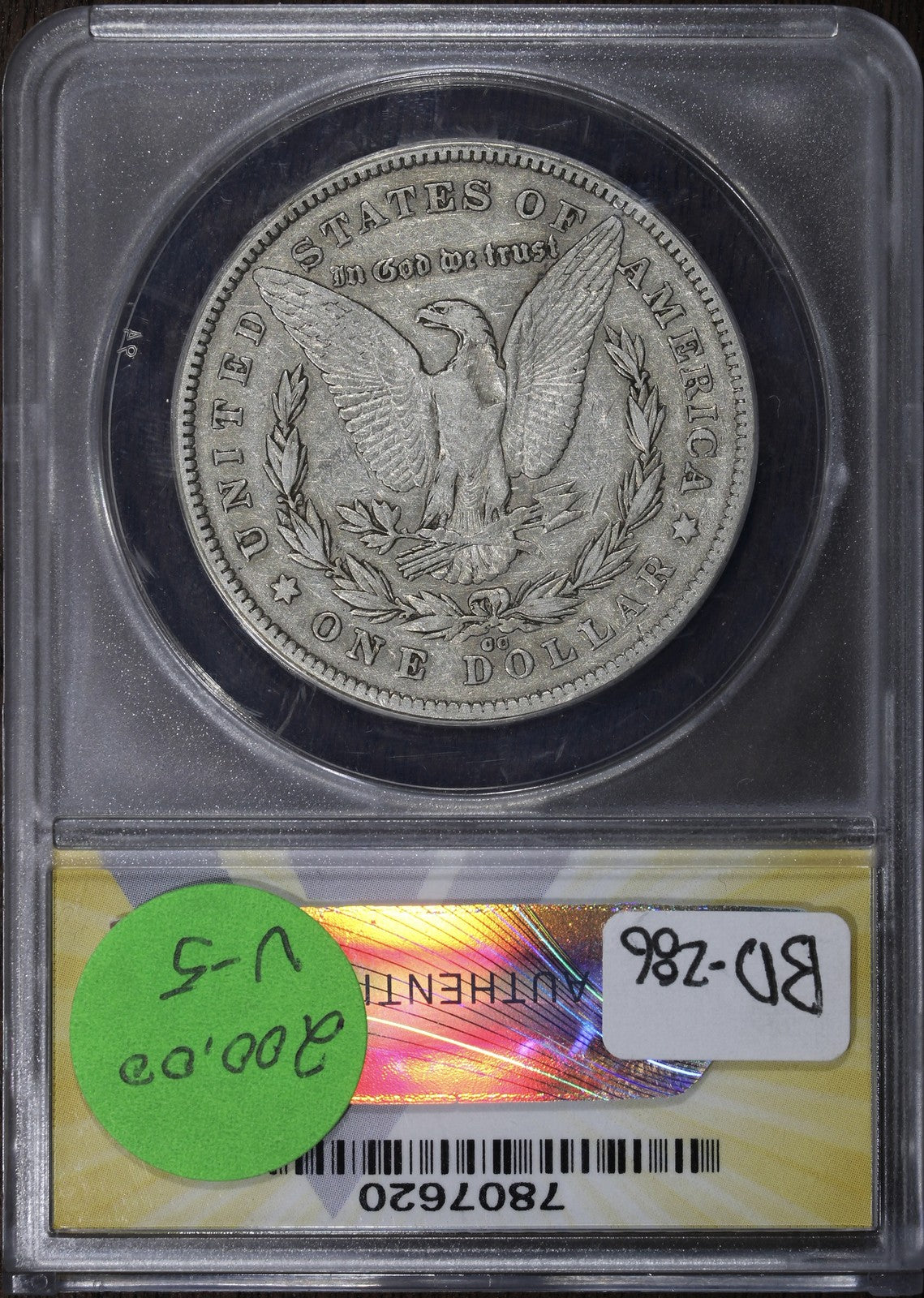 1878-CC (VF35 Details) Morgan Silver Dollar $1 ANACS - Struck Through Error