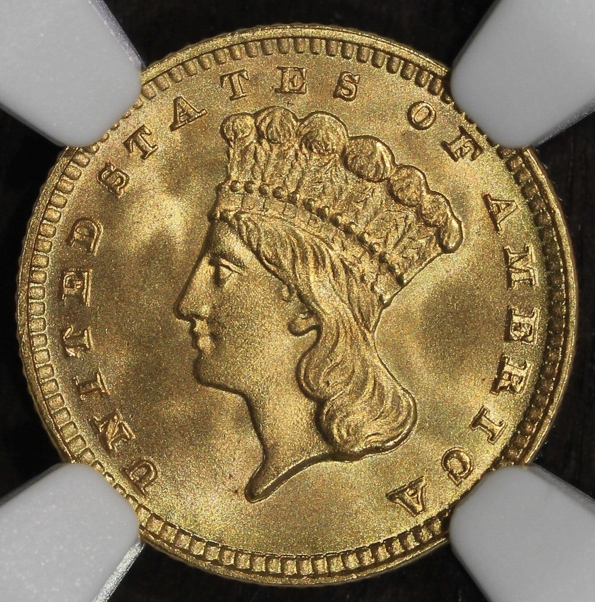 1889 (MS68) Type 3 Indian Princess Gold Dollar G$1 NGC - Near Flawless